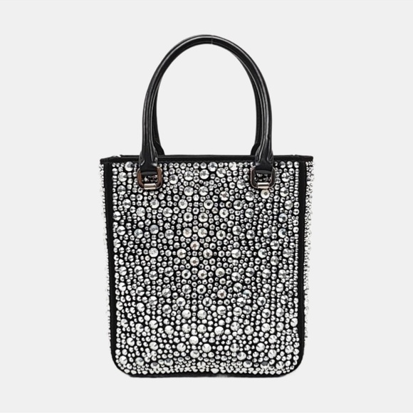 PRADA AUTH CRYSTAL & SATIN TOTE W/LEATHER HANDLES & DETACHABLE STRAP FLAWLESS - Picture 6 of 11